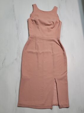 NWOT Dress The Population MacKenna Blush Cowl Back Slit Midi Dress S